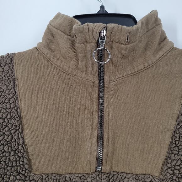 Sweaty Betty Brown Faux Sheerling Teddy Quarter Zip Jacket M - Picture 5 of 9